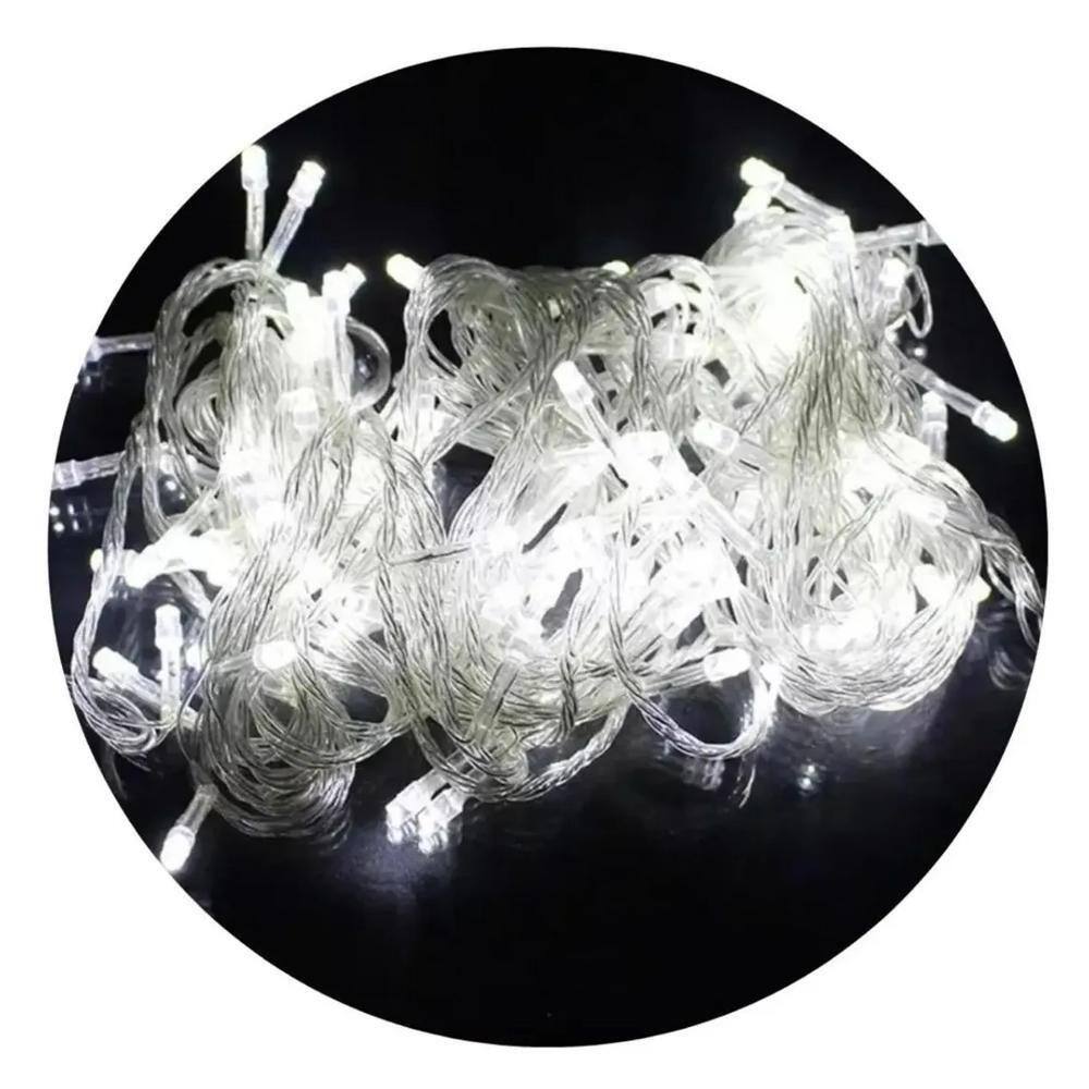 Pisca Pisca Led Branco Frio Natal 8 Funções 100 Lâmpada 110V