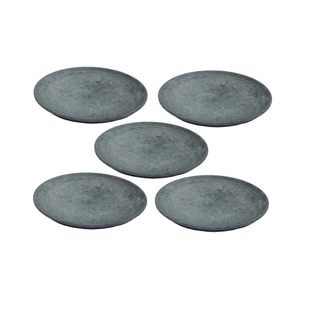 Kit 5 Pratos Raso Redondo Pedra Sabão Sobremesa e Bolos 22cm