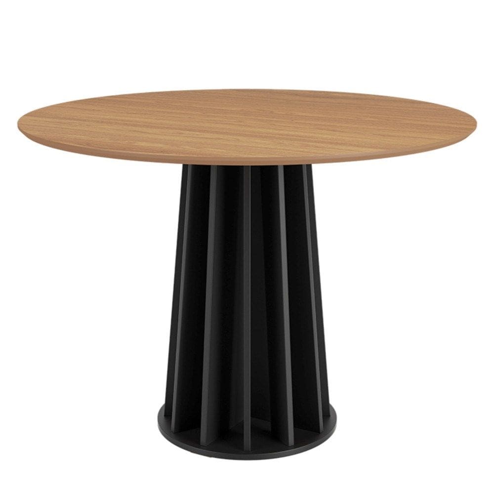 Mesa De Jantar Redonda 4 Lugares Thalia D01 Freijó/Preto Fosco - Mpozenato