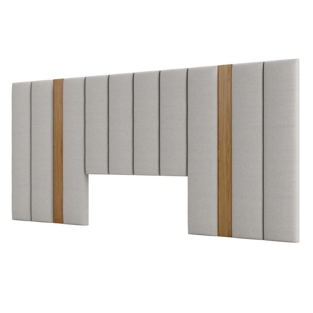 Cabeceira Para Cama Box Casal 275cm Estofado Liso Dalla D01 Freijó - Mpozenato