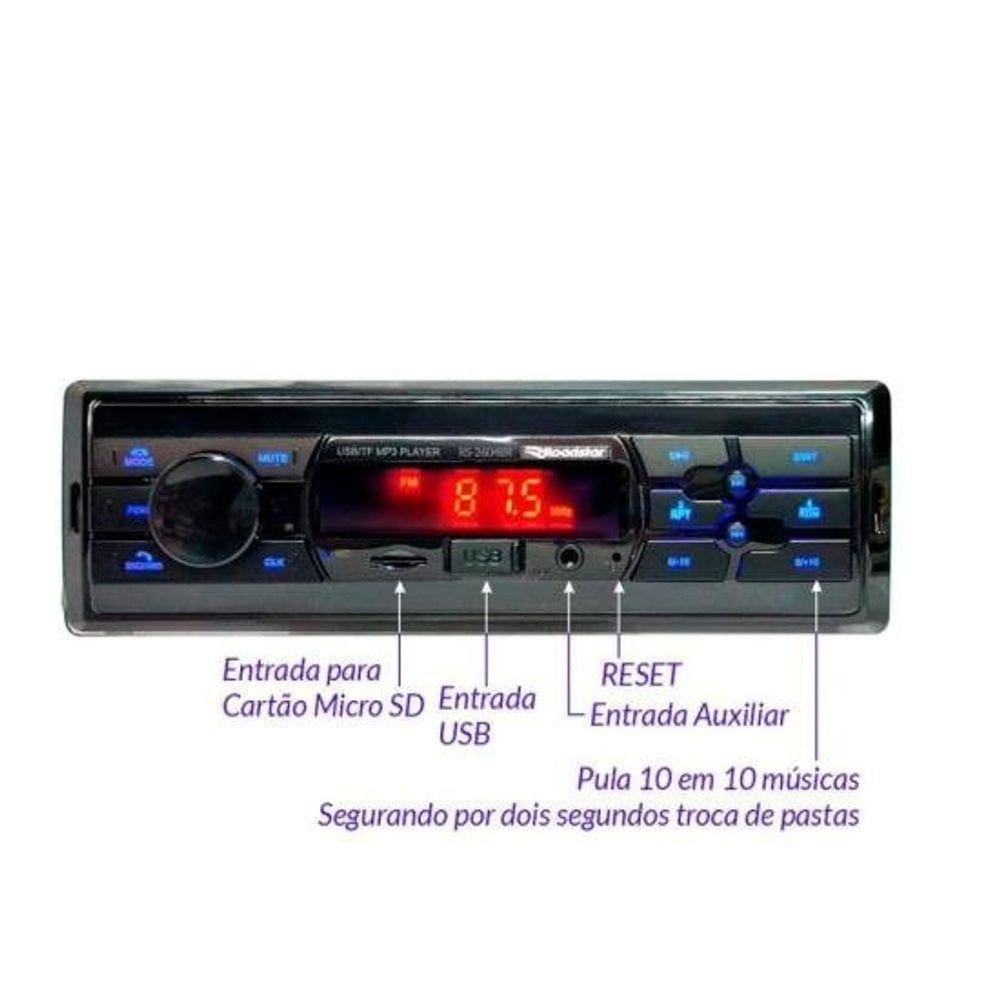 Rádio Usb/Bluetooth Rs-2604br Roadstar