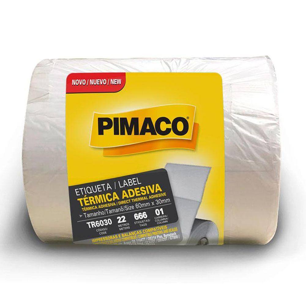 Etiqueta adesiva térmica TR6030 Pct com 4 Rolos com 666 etiquetas Pimaco