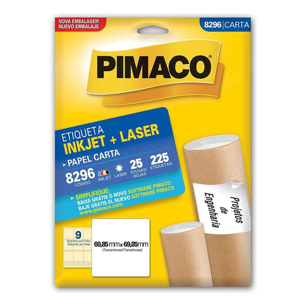 Etiqueta inkjet/laser carta 8296 com 25 folhas Pimaco