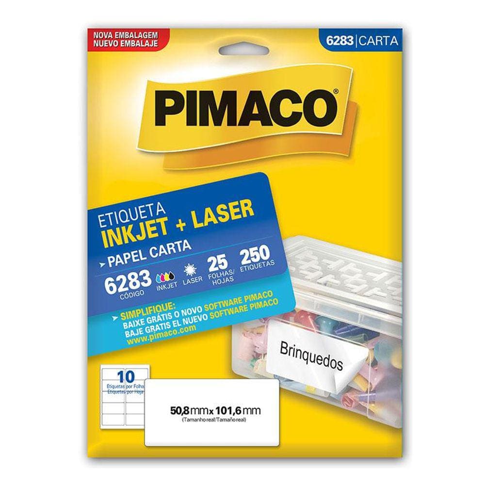 Etiqueta inkjet/laser carta 6283 com 25 folhas Pimaco