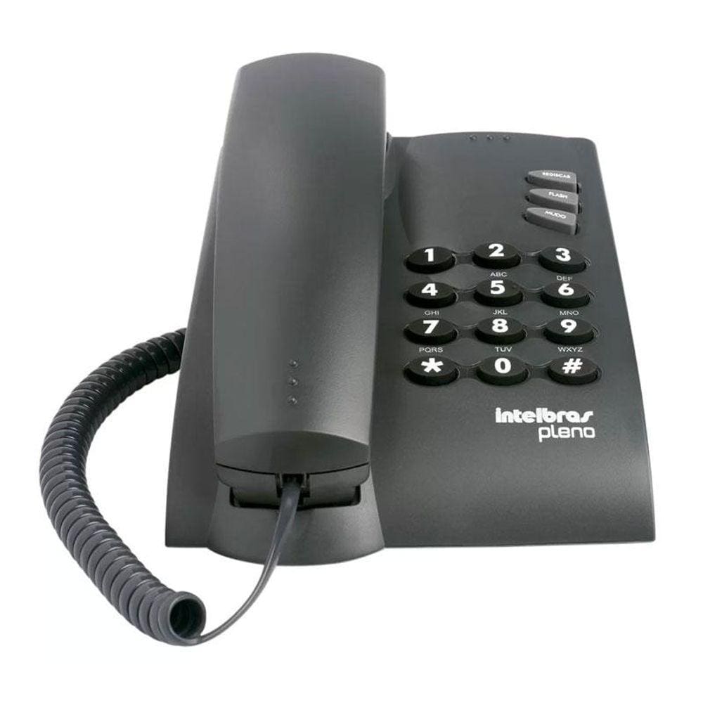 Telefone pleno com chave com fio preto 4080057 Intelbras