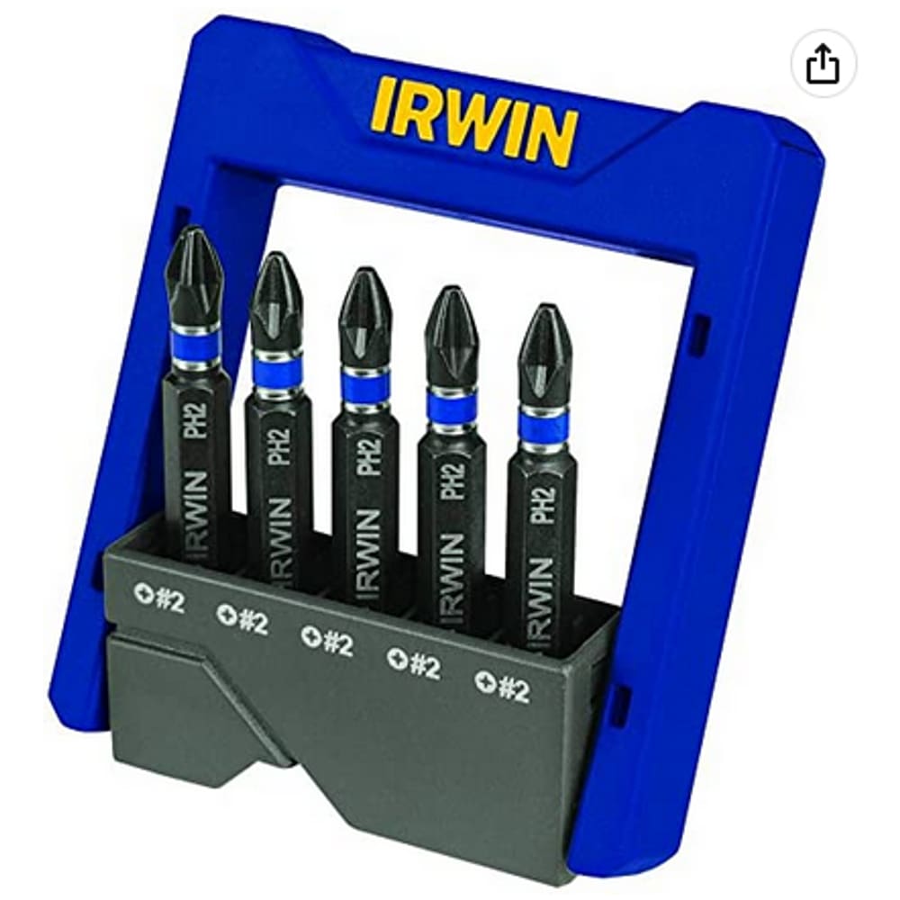 IRWIN Conjunto de Pontas de Impacto para Parafusadeira Power Bit Fenda Cruzada PH2 de 5 Peças 1865325