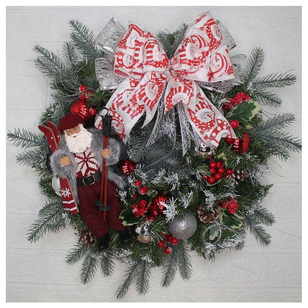 Guirlanda Natalina Enfeite De Porta Papai Noel Esquiador 60cm