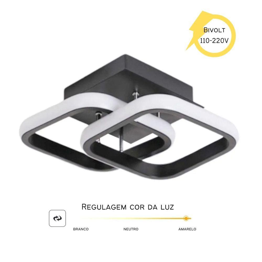 Luminária de LED de sobrepor quadrada Bivolt 22W 3 em 1