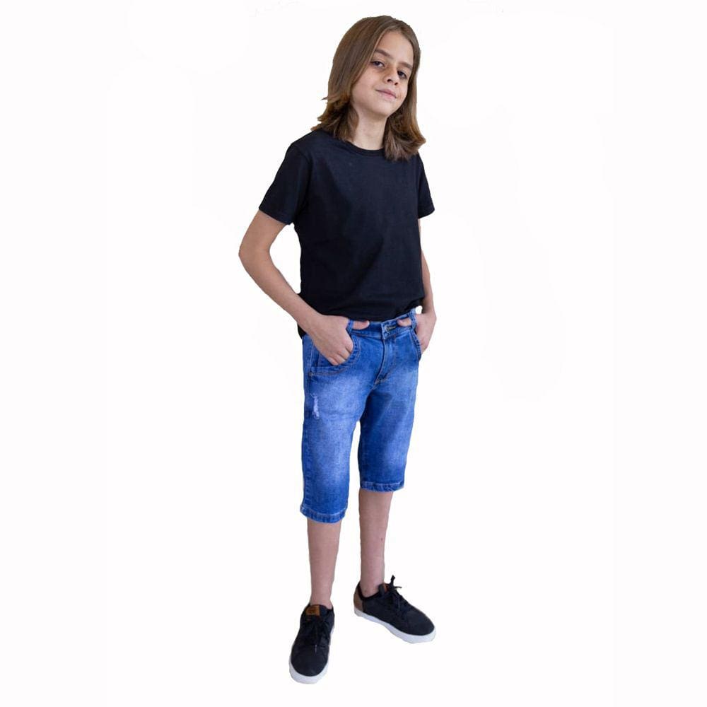 Short Masculino Infanto juvenil Jeans Com Licra 4