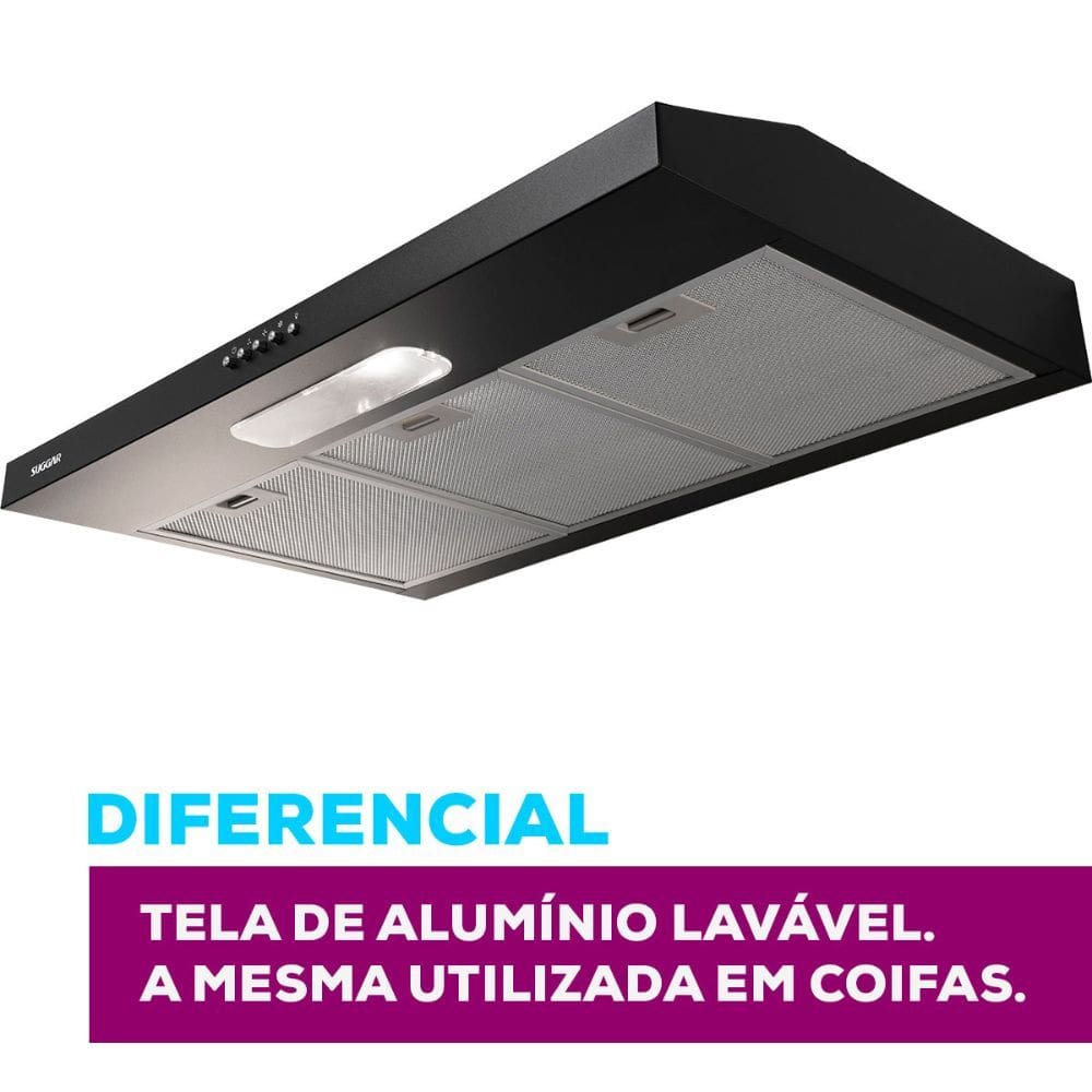 Depurador Slim Suggar DPS181PT / DPS182PT 80cm 3 Velocidades Preto