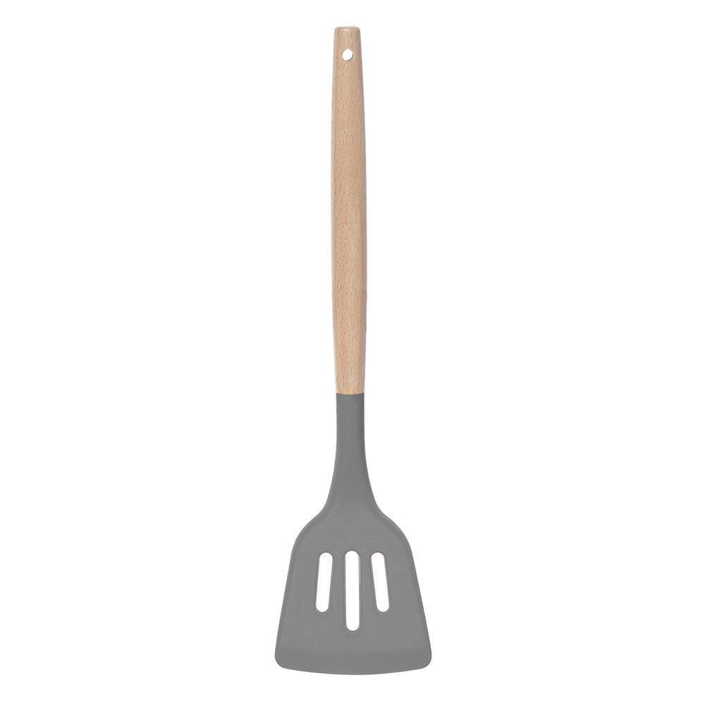 Espátula Silicone Vazada Bambu 32cm Grande Prática Dia a Dia