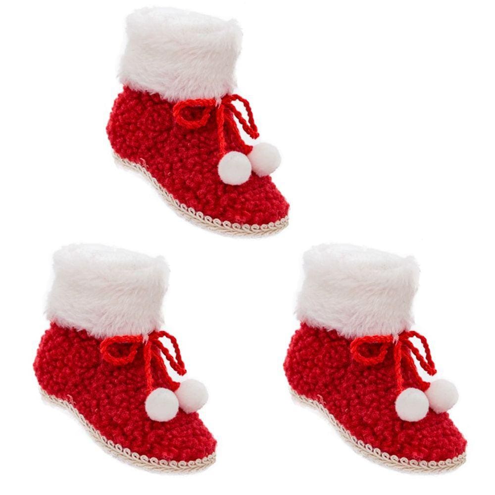 Jogo Sapatinho Natal Pelúcia Vermelho Felpudo 10cm 3 Unidades - Yangzi