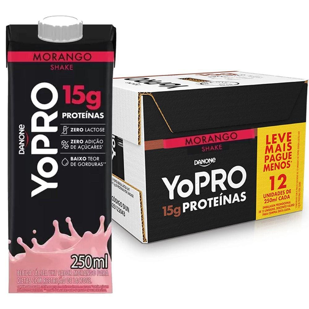 12X Yopro Morango Uht 15G De Proteínas 250Ml