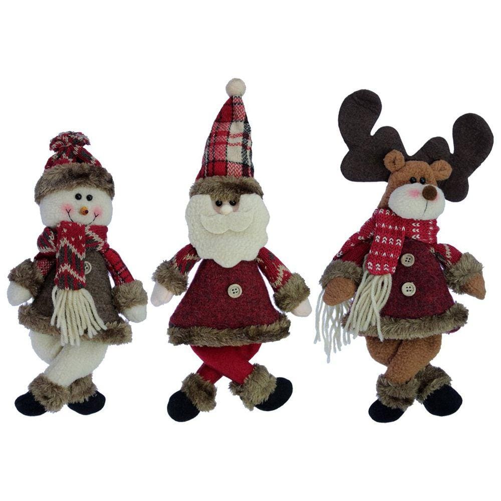 Kit 9 Enfeites De Natal Pendente Boneco De Neve Papai Noel Rena Natal Em Tecido 30Cm