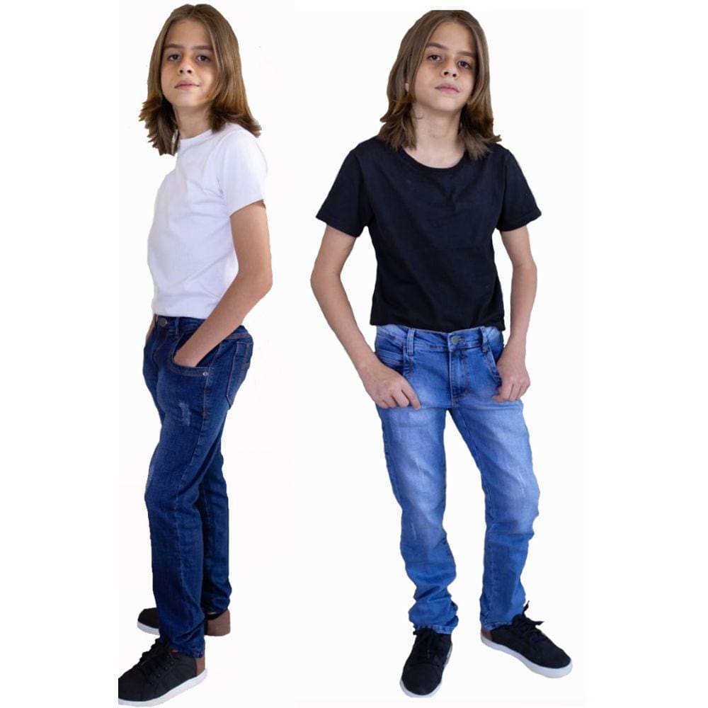 Kit 2 Calça Masculina Infanto Juvenil Tradicional Jeans C.Licra 5
