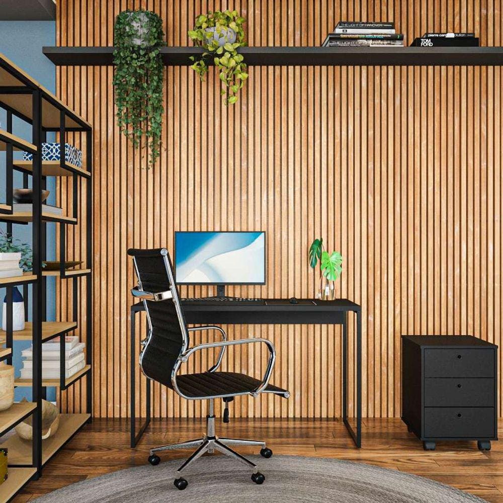 mesa de escritório brad preta 120 cm