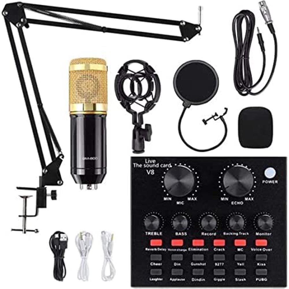 Kit Interface Mesa V Microfone Com Bra O Articulado Podcast Extra