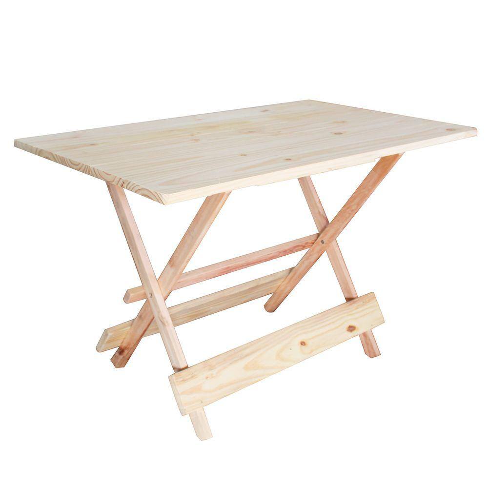 Mesa Dobrável 120x70 Madeira Maciça Bar Lanchonete S/ Pintura