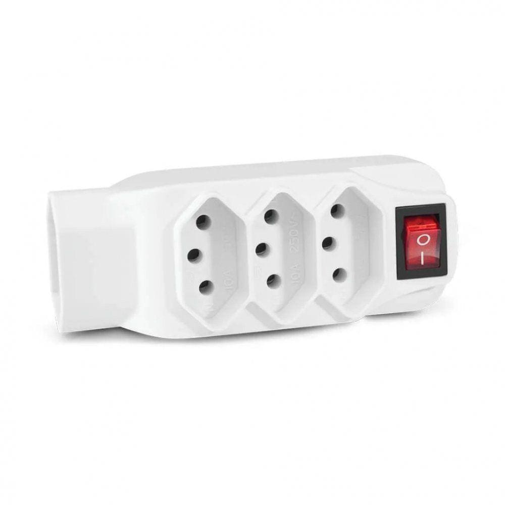 Adaptador L Multilaser De Energia Novo Padrão 4 Tomadas Branco Wi246