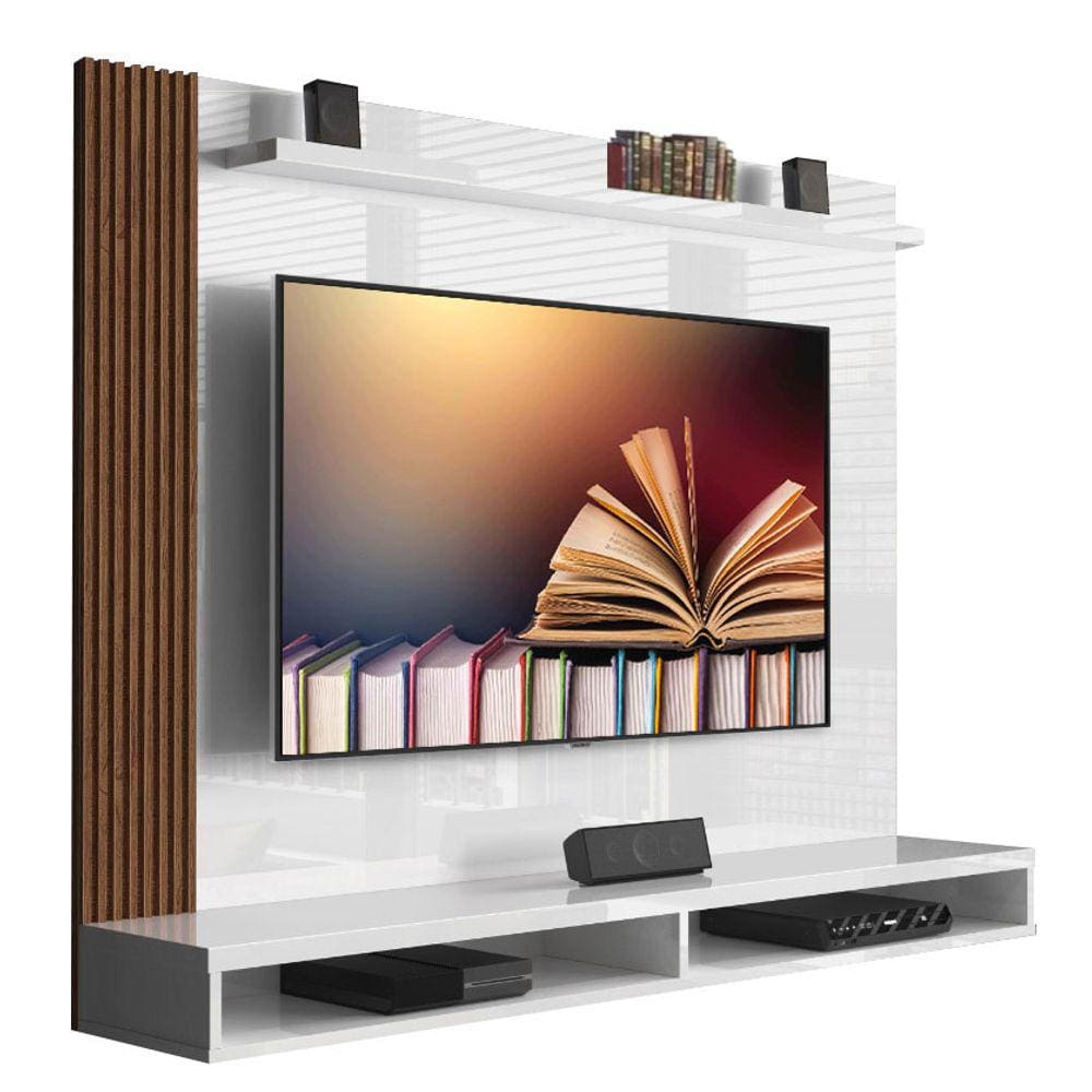 Painel para TV Dijon Branco com Naturale - MóveisAqui