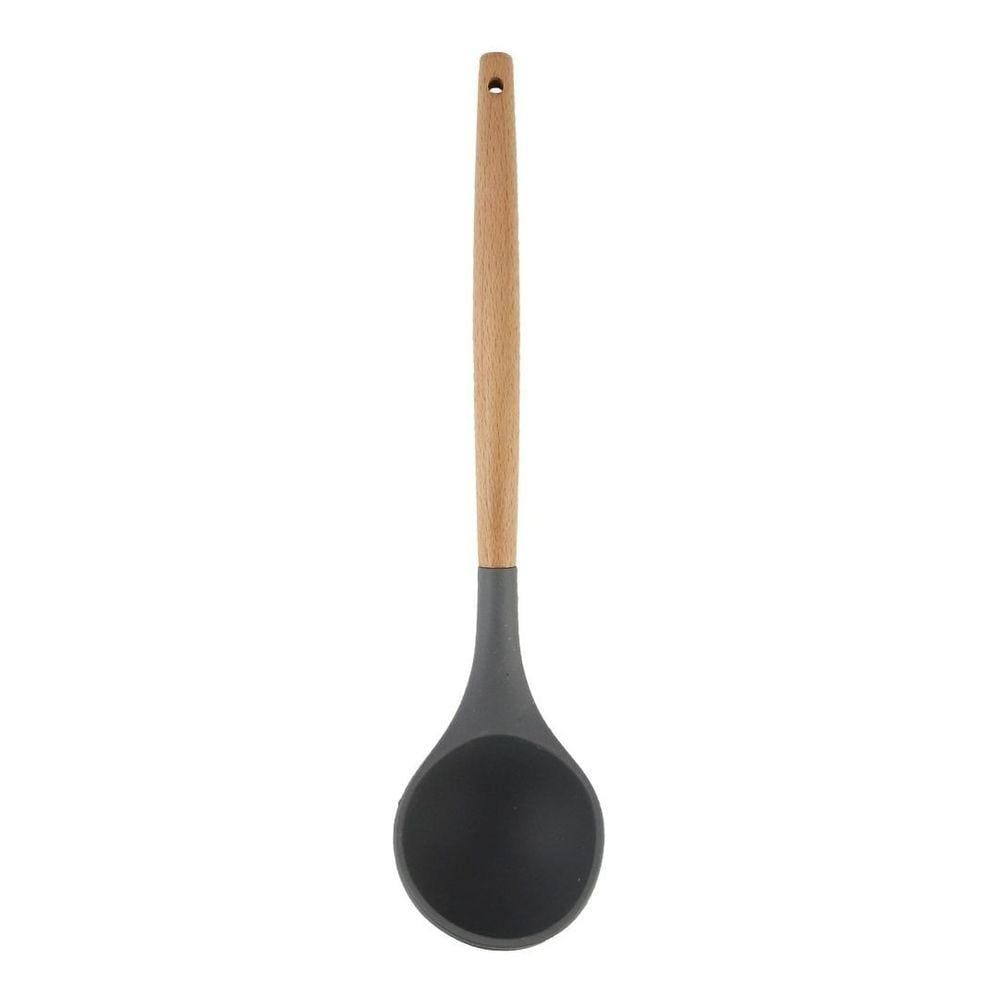 Concha Com Cabo Madeira Silicone Para Feijão E Molho