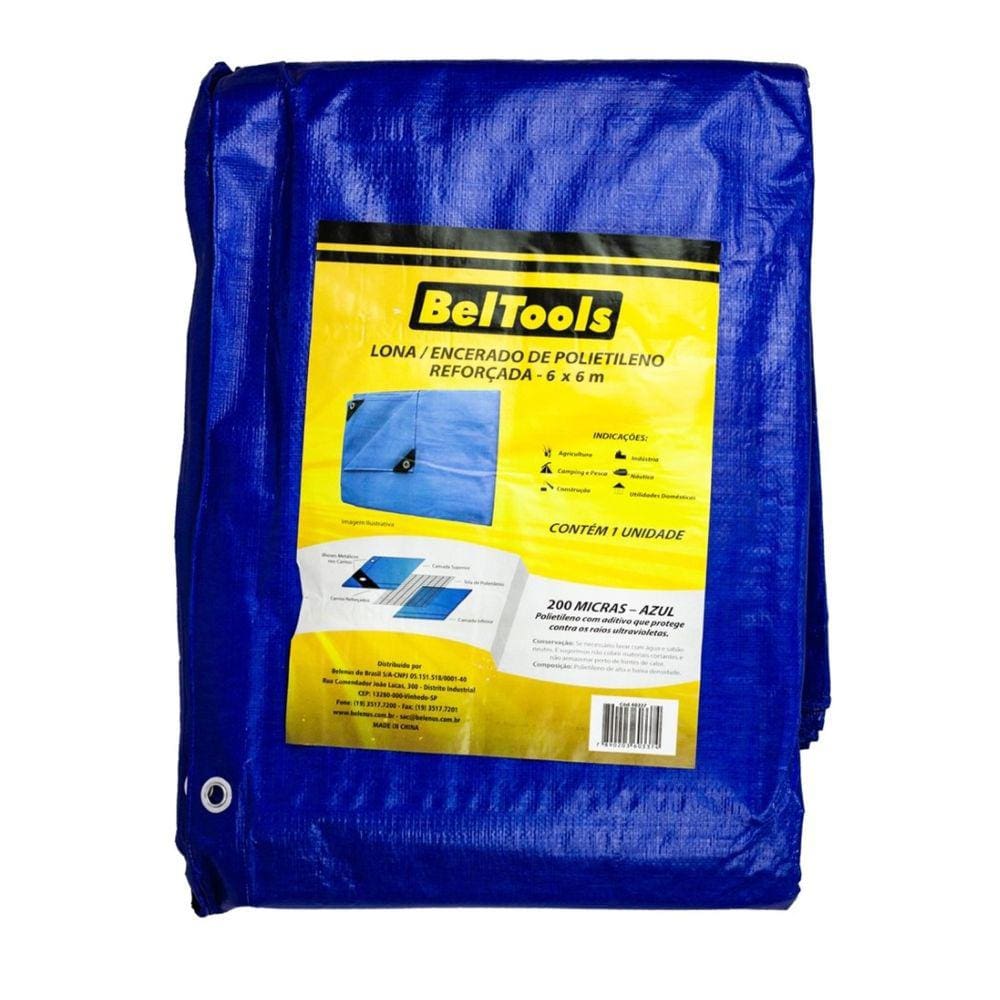 Lona Carreteiro Plástica Reforçada Azul 6x6m Beltools