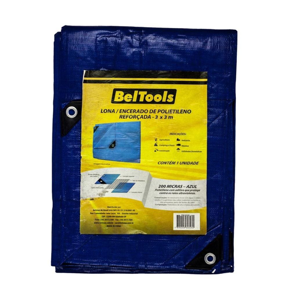 Lona Carreteiro Plástica Reforçada Azul 3x3m Beltools