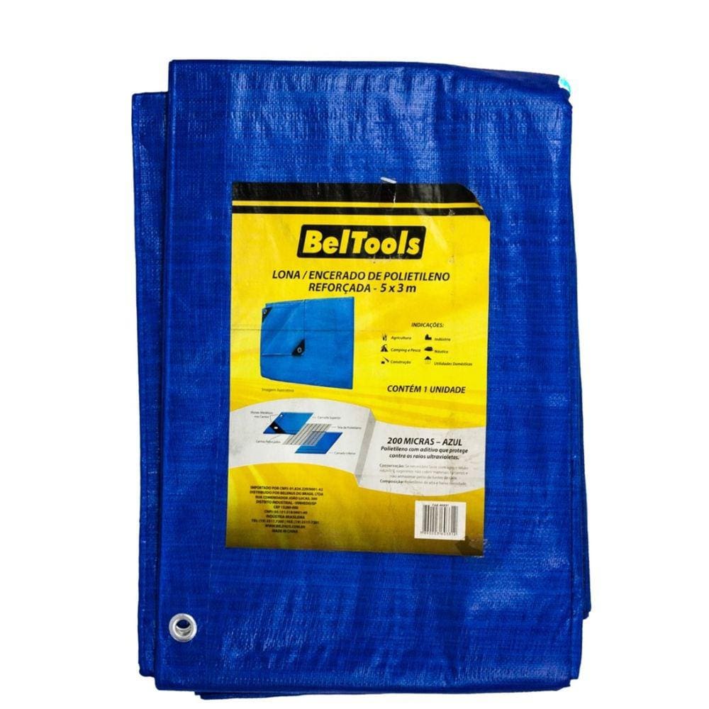 Lona Carreteiro Plástica Reforçada Azul 5x3m Beltools