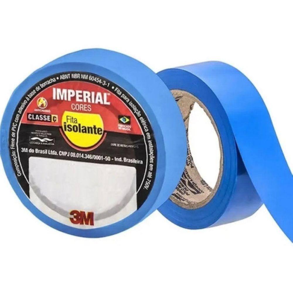 Kit c/ 10 Fita Isolante Imperial Azul 18mm x 20m 3M