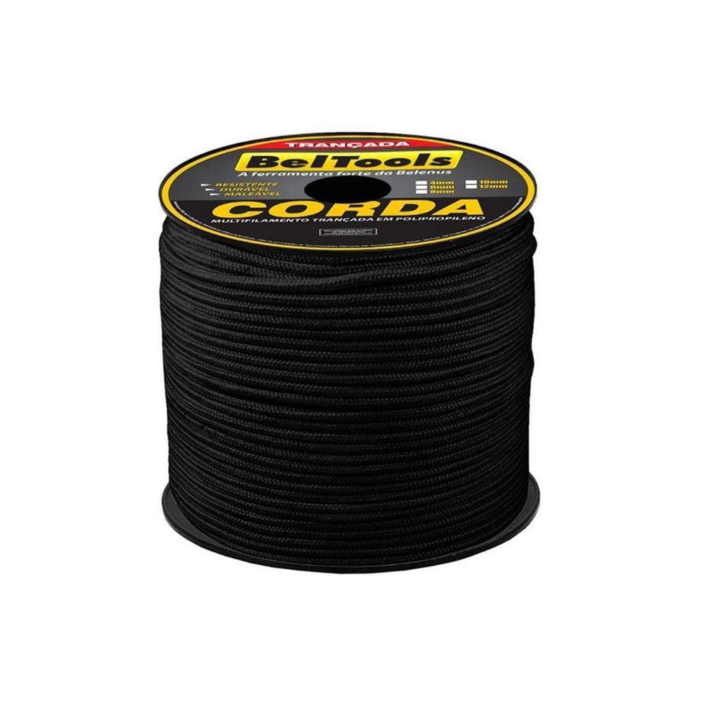 Corda Seda Preta Carretel 8mm 220 metros Beltools