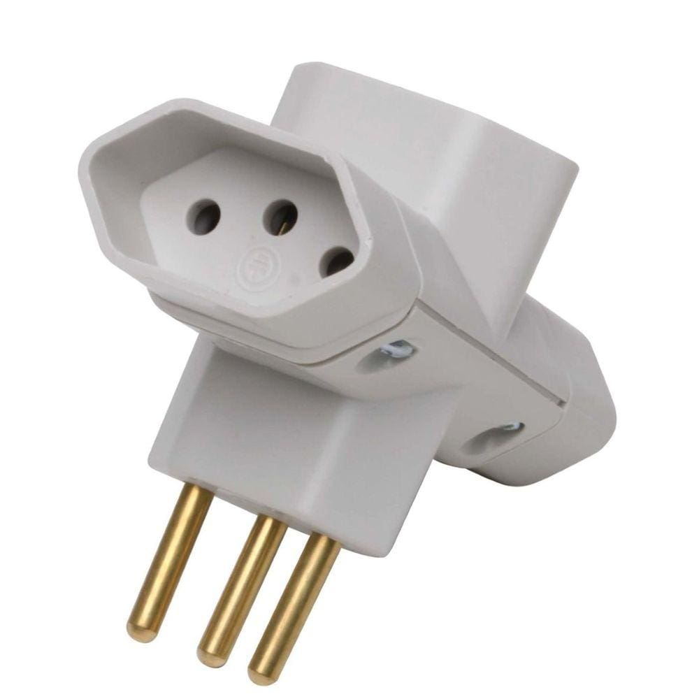 Kit 10 Pinos Bipolar 3 Saídas "T" Cinza 2P+T 10A 250V Ilumi
