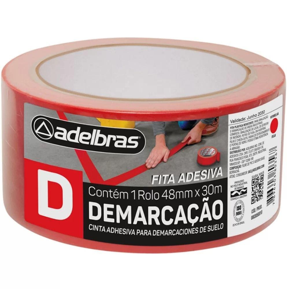 Fita Demarcação de Solo 48mm x 30m Vermelha Adelbras