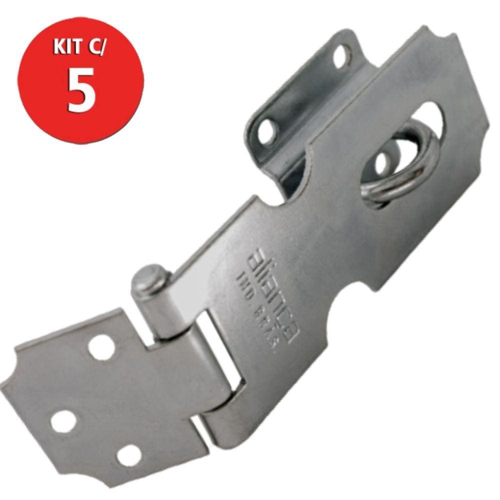Kit 5 Porta Cadeado Zincado 114mm Aliança