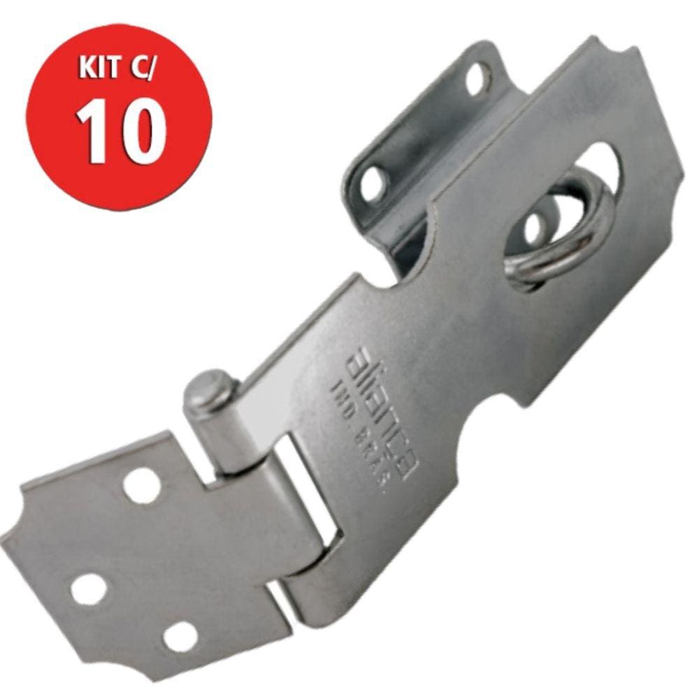 Kit 10 Porta Cadeado Zincado 114mm Aliança