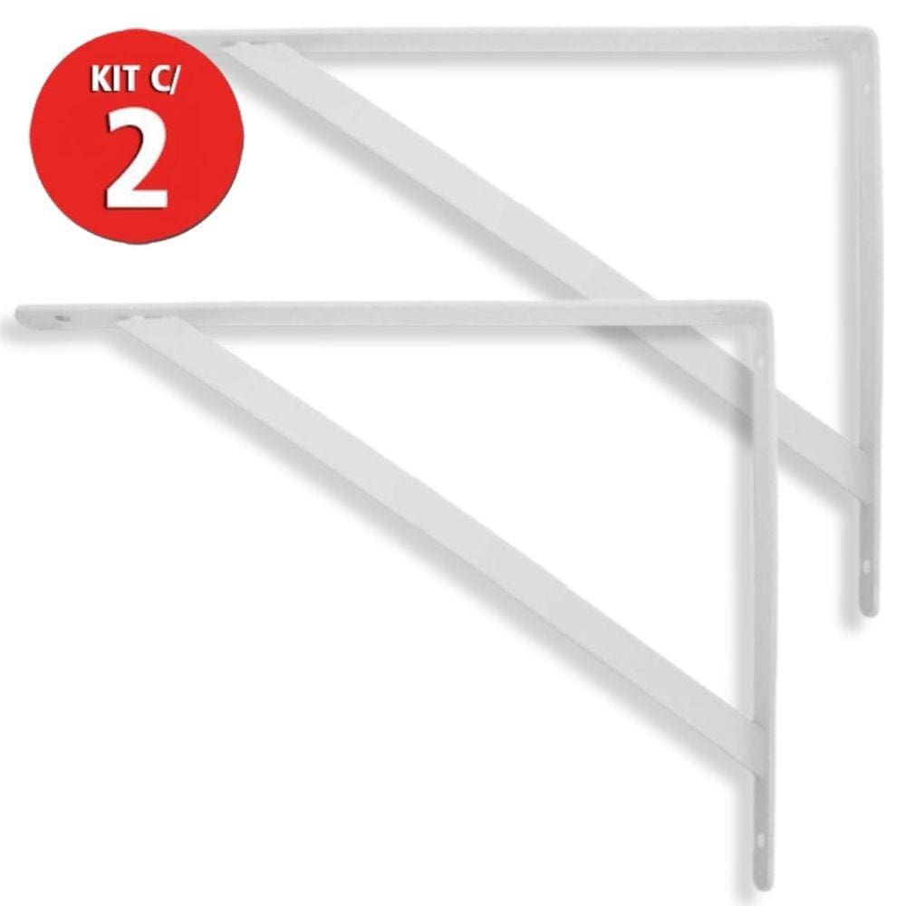 Kit 2 Mão Francesa 30cm Branco Beltools