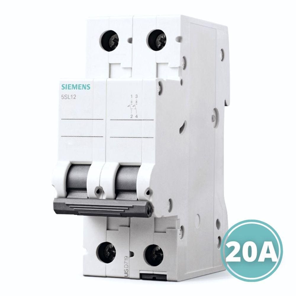 Disjuntor  5Sl12207mb Bipolar 2P Curva C 20A Siemens