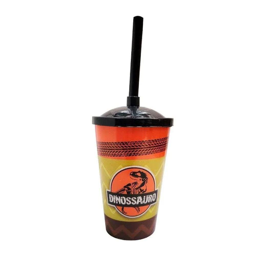Copo com Tampa e Canudo Dinossauro - 400ml