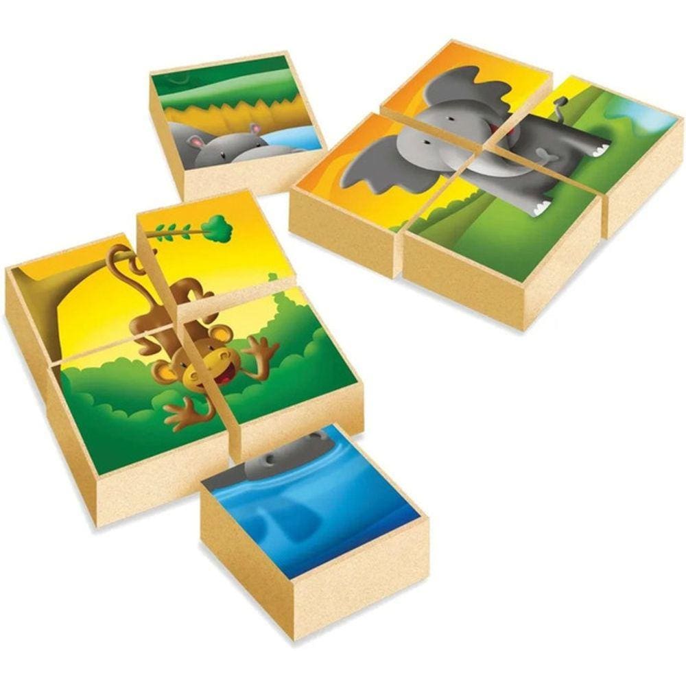Quebra Cabeça Bloco Madeira Zoológico Animai Educativos Bebê