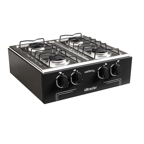 imagem-Fogão Portátil 4 Bocas Mesa em Inox Asiatico Braslar - Bivolt