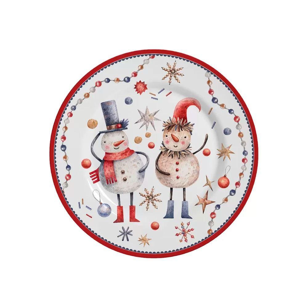 Prato Sobremesa Ceramica Natal Greetings Colors 19,5cm-Unid.