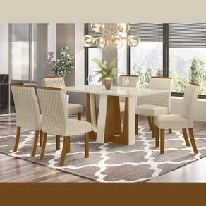 Conjunto Mesa de Jantar e 6 Cadeiras Tiê CabeCasa MadeiraMadeira