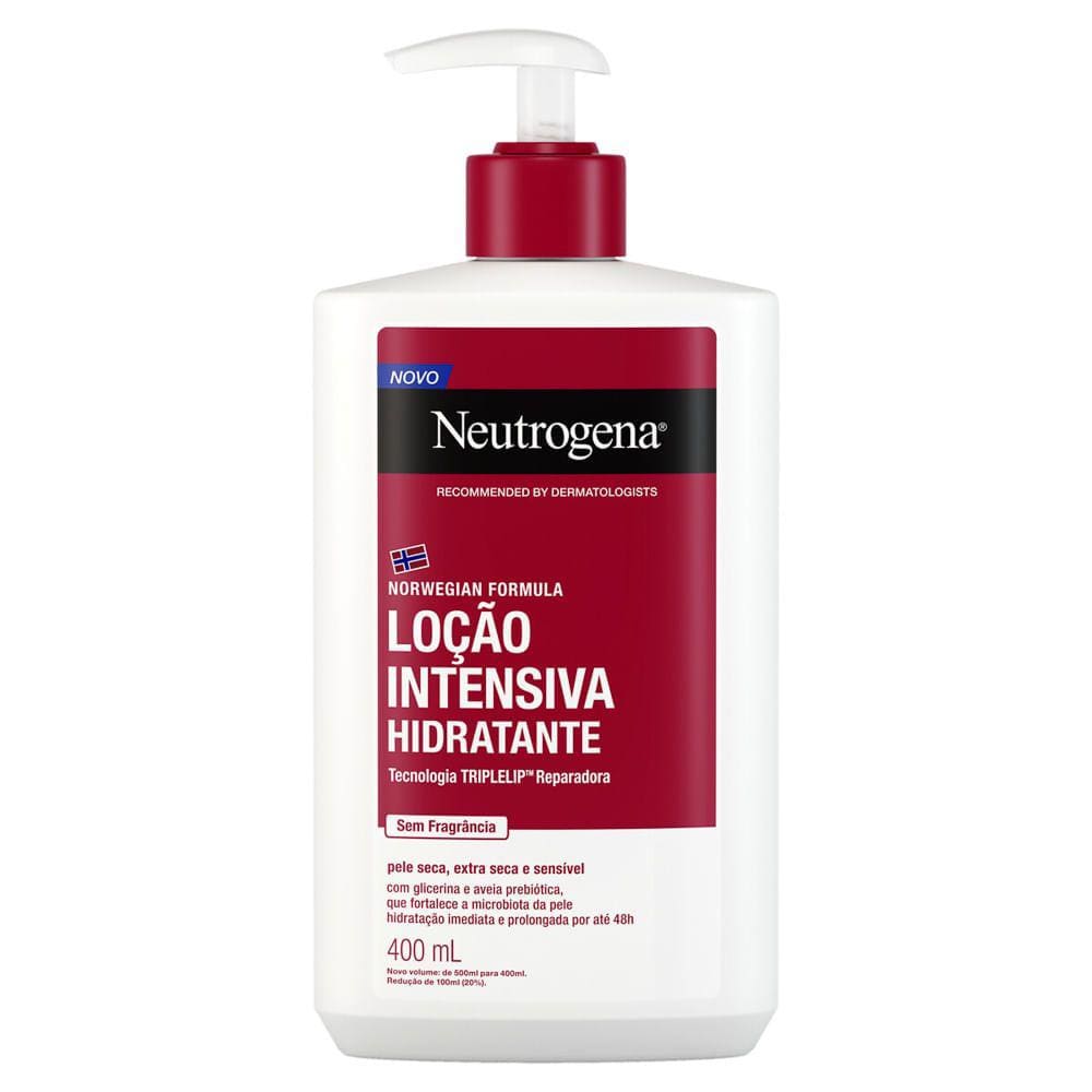 Loção Hidratante Corporal Intensivo Neutrogena Norwegian Pele Seca e Extra Seca e Sensível sem Perfume 400ml