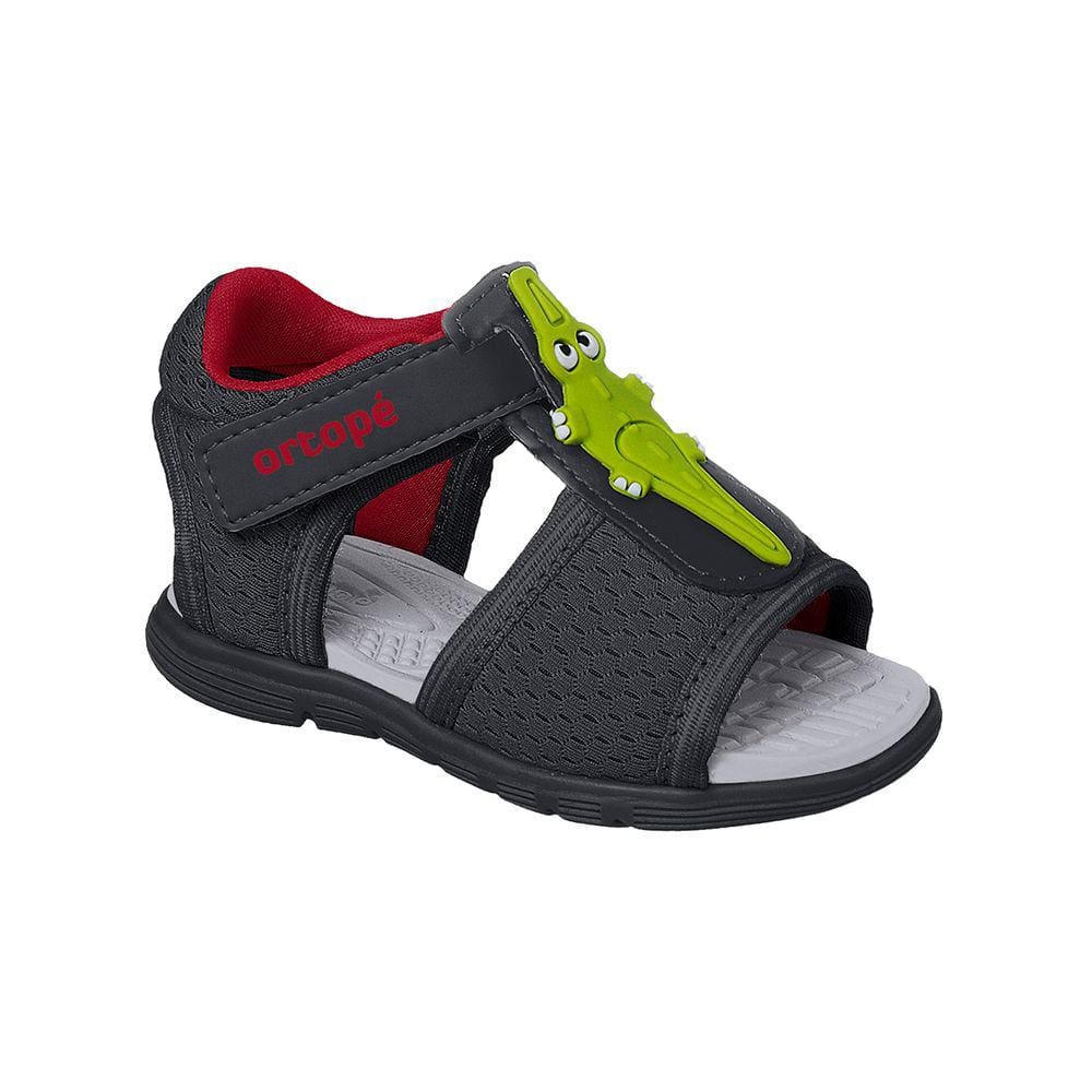 Sandália Infantil Masculina Ortopé Brincadeira Jacaré Preta