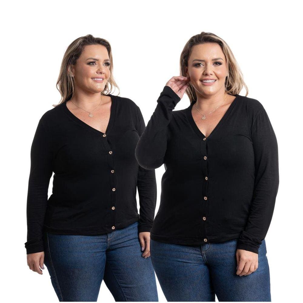 Cardigan Casaco Plus Size Feminino Botão Casaquinho Moda