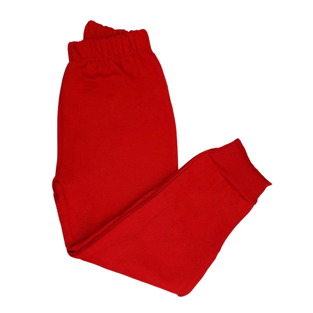 Calça Moletom Infantil Para Inverno Menino e Menina Baby Deluxe 100% Algodao Flanelada Com Punho Vemelha
