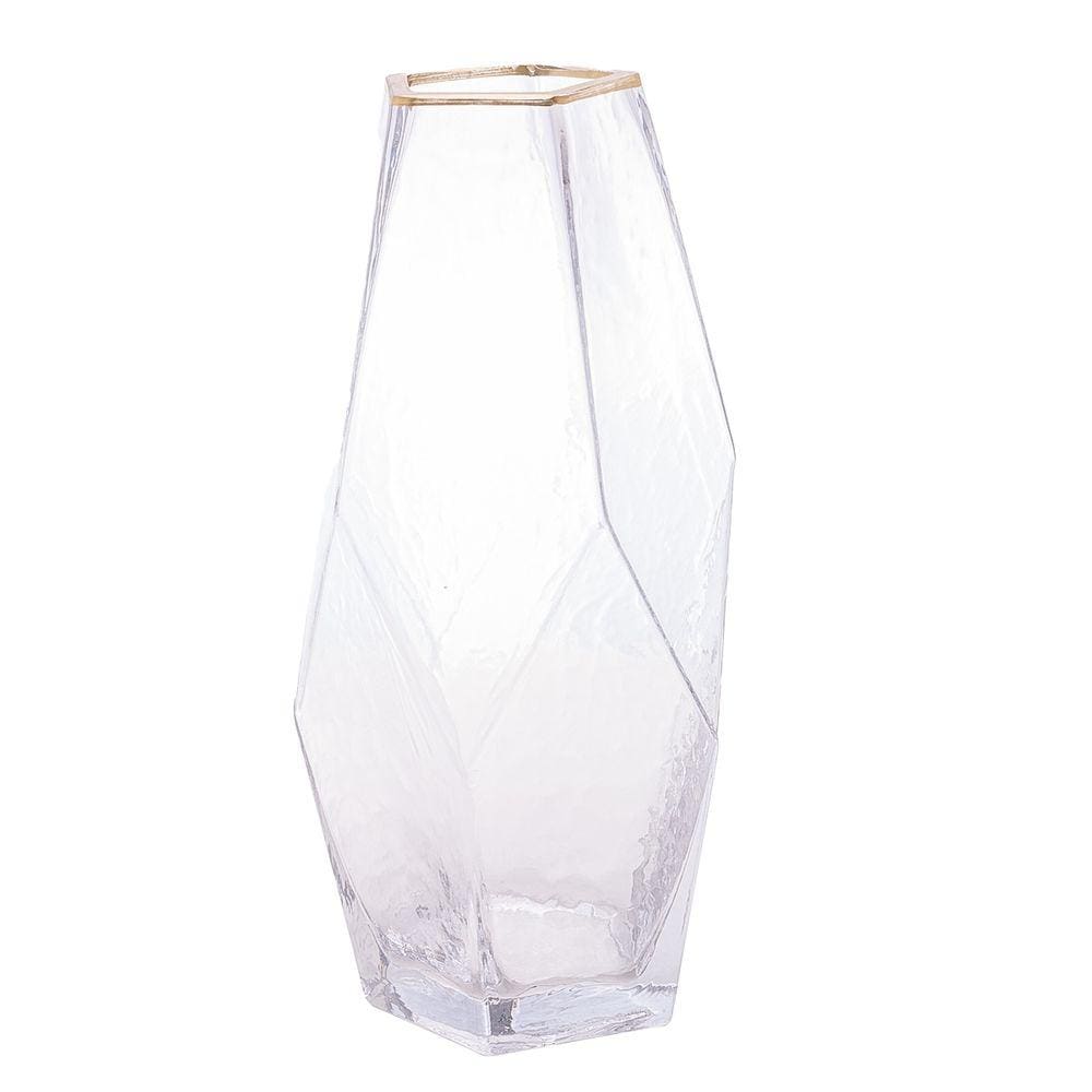 Vaso De Vidro Com Borda Dourada Taj 13 x 23,5cm Wolff
