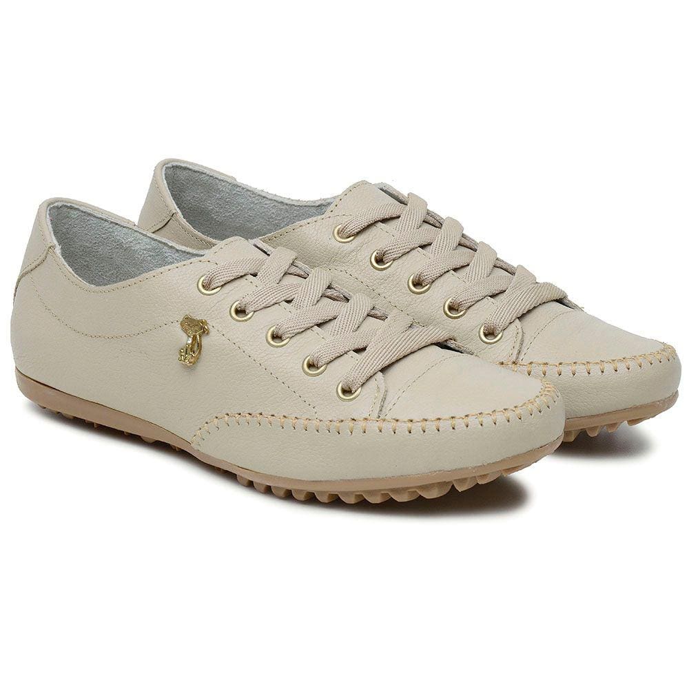 Tenis Sapatênis Casual Krn Shoes em Couro com Cadarço e Detalhe em Costura