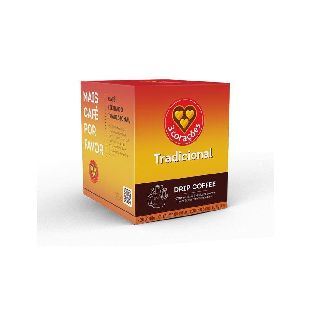Café Três Corações Drip Coffee Filtrado Tradicional 10X10G