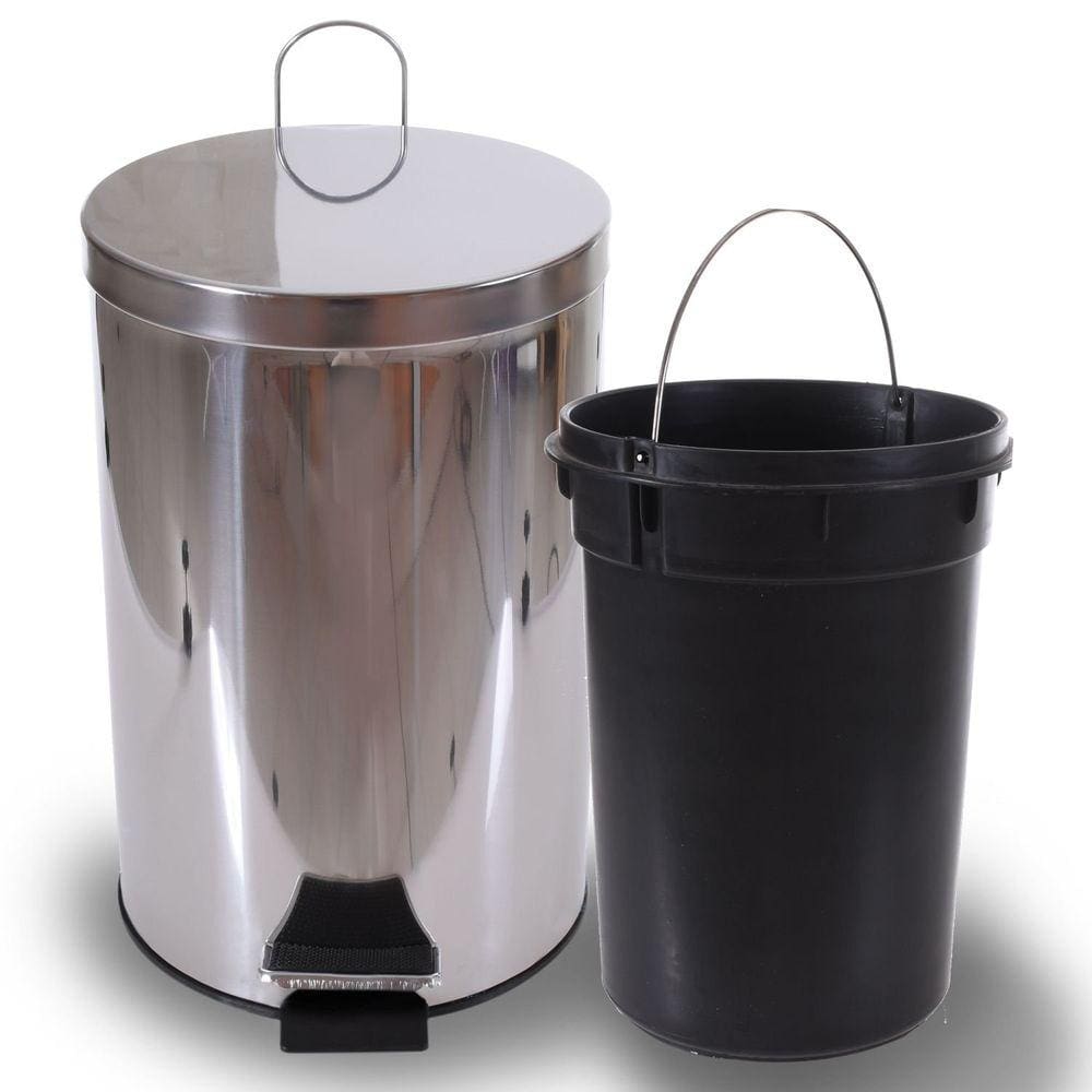 Lixeira Inox Espelhado c/ Pedal Balde Removível 12 Litros Bene Casa