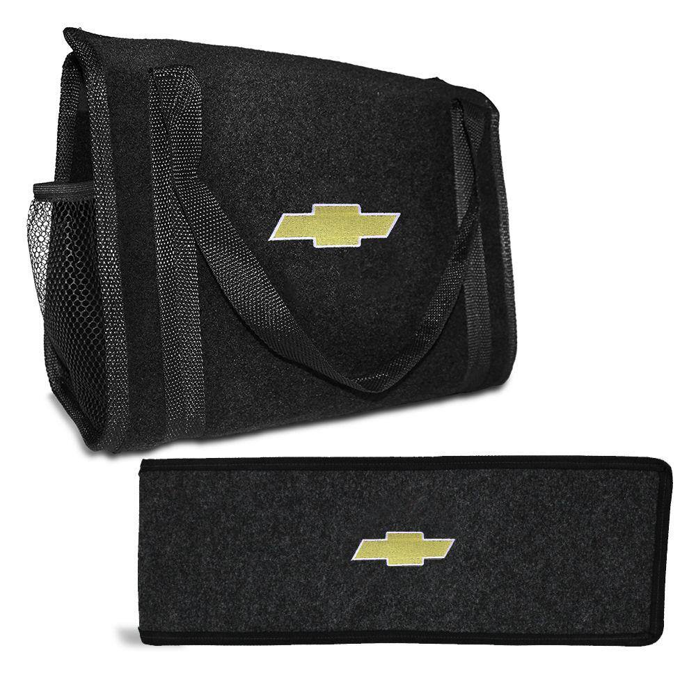 Bolsa Organizadora de Porta Malas e Capa Porta Triângulo de Sinalização Emblema Chevrolet Bordado Onix Prisma Spin